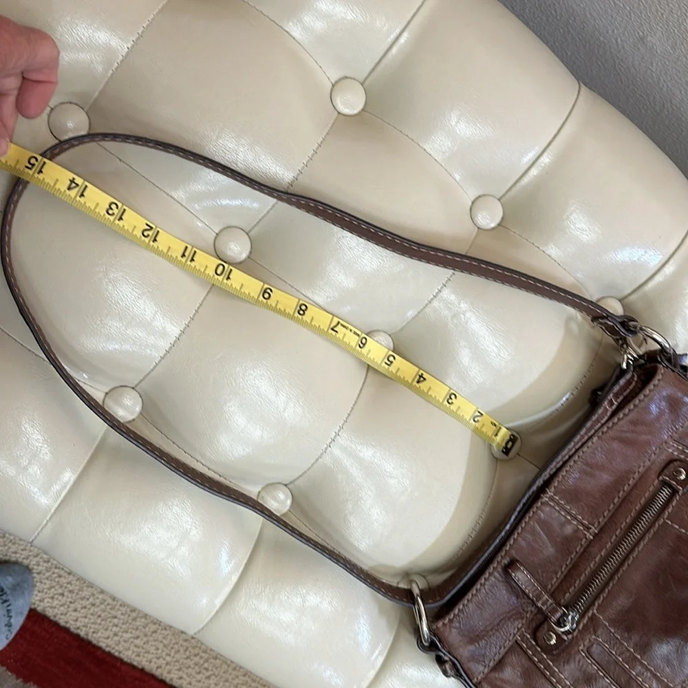 Genuine leather boho shoulder bag, adjustable strap